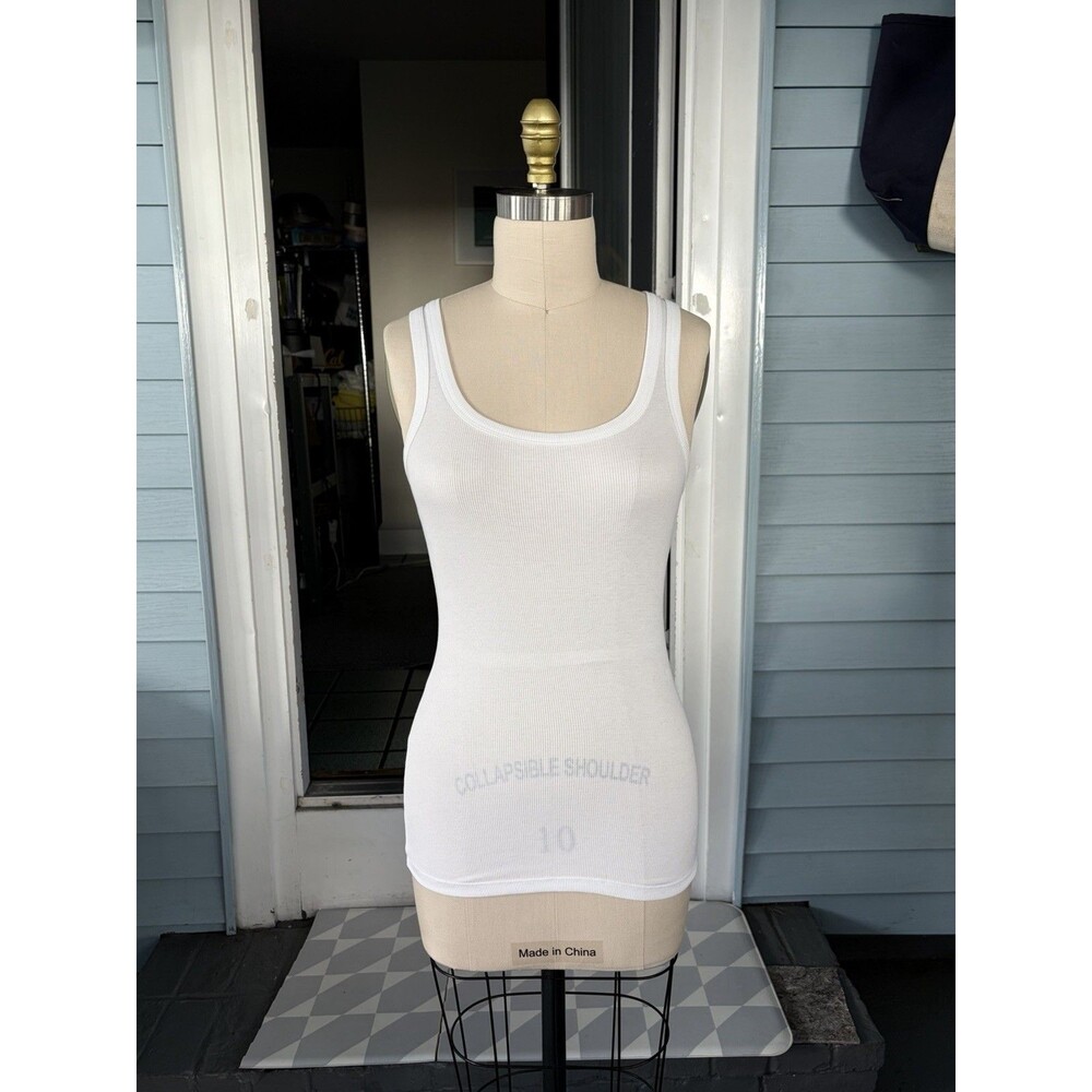 Felina Sexy White Ribbed Tank Top Dress Size Small